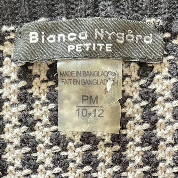 Nygard petite sz Med black/white zip cardigan, shawl collar, cotton/acrylic EUC - Picture 4 of 16